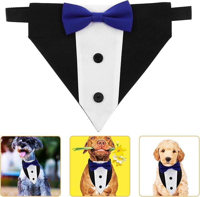 Cabilock Dog Bandana Scarf Blue L, Triangle Pet Saliva Towel for Autumn, Holiday Neckwear for Small to Large Dogs, Suitable for Daily Wear and Party Supplies
