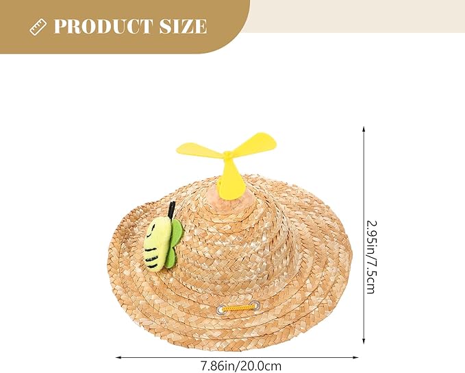 Beavorty Pet Straw Hat Insect Pattern Woven Knitted Cap Large Size Photo Props for Dogs Funny Decorative Pet Supplies for Outdoor and Home Use