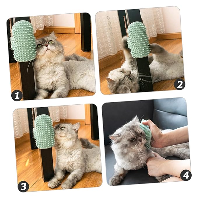 BESPORTBLE Cat Self Grooming Massaging Comb with Wood Actinidia Stem Corner Scratcher Rubber Brush for Kitten and Adult Cats for Wall Use Random Color