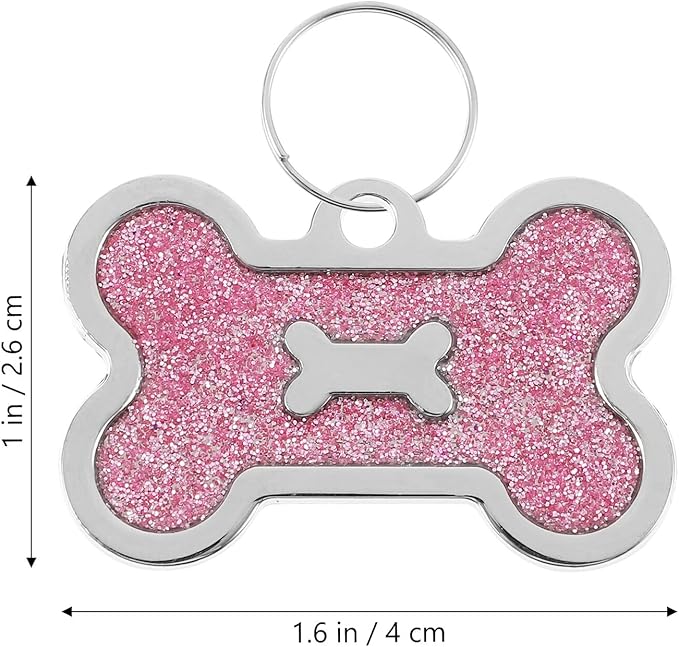 Toyvian 8pcs Bone-Shaped Pet Identity Tags for Dog Collar, Zinc Alloy Sturdy Name Tags, Anti-Lost Pink 40x25mm, Decorative Accessories for Puppy and Cat Supplies