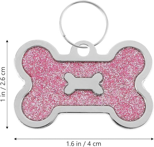 Toyvian 8pcs Bone-Shaped Pet Identity Tags for Dog Collar, Zinc Alloy Sturdy Name Tags, Anti-Lost Pink 40x25mm, Decorative Accessories for Puppy and Cat Supplies
