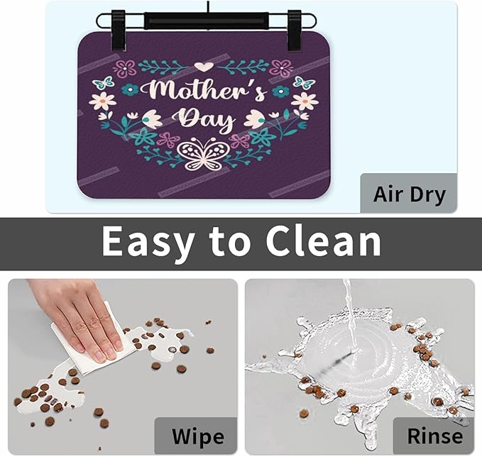Pet Feeding Mat Absorbent Dog Mat for Food and Water Bowl Dog Accessories Happy Mother's Day Floral Gift for Mom Lm Pet Supplies Dogs Quick Dry Cat Water Dispenser Mats 18X12In