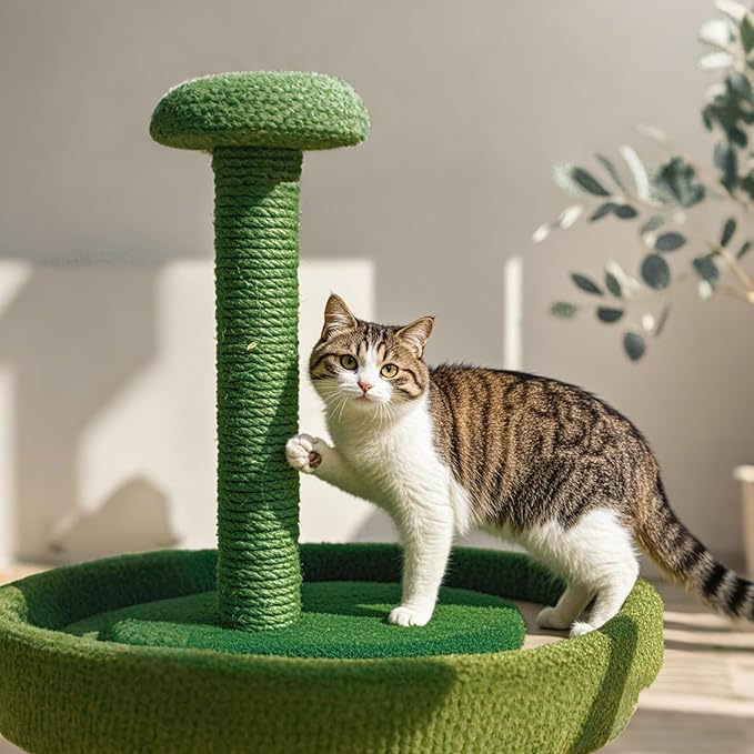 PowerKing Natural Sisal Replacement Scratching Post, 4 Pieces M8 Cat Scratch Post Refill Pole Parts for Refurbishment, White, Include Screws (Green-15.7''+15.7''+7.87''+7.87'')