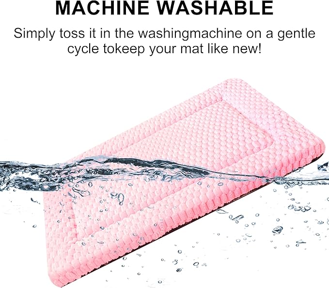 Dog Bed Mat,Reversible & Ultra Soft Kennel Pad-Machine Washable Pet Bed for Dogs & Cats-All-Weather Crate Liner for Crates,Carriers & Travel (Pink, 35" L x 23" W x 1.5" Th)