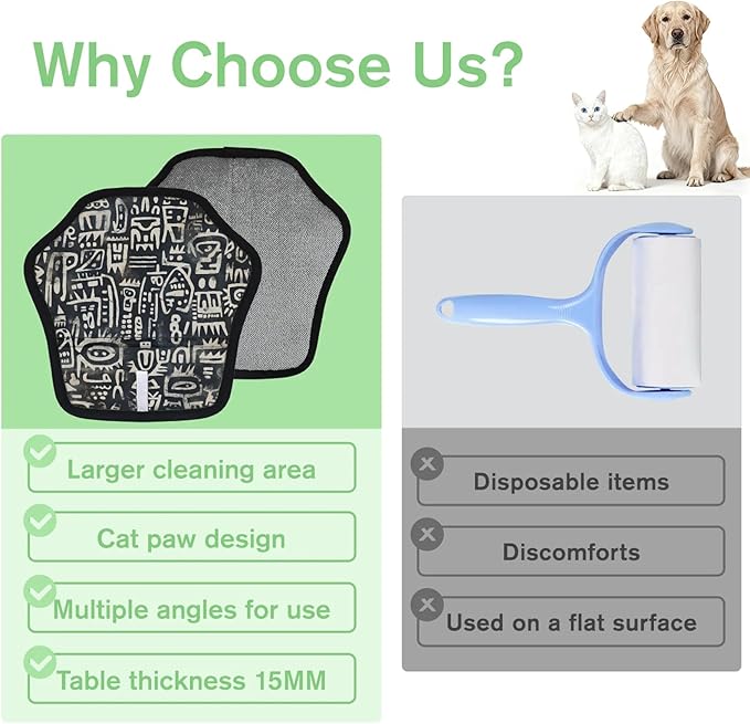 Reusable Pet Hair Removal Glove Abstract Ethnic Pattern Magic Brush for Cat & Dog Hair Remover for Car, Sofa, Bedding, Clothes - 9x9 Mitt Washable
