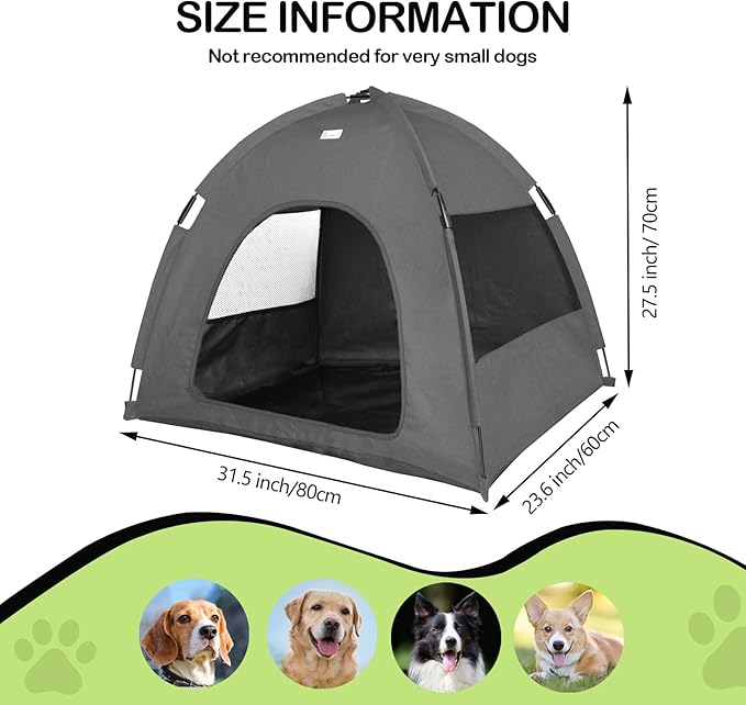 Cat and Dog Outdoor Waterproof Tent House - Indoor/Outdoor Cave Nest Bed for Small Dogs, Cats, Bunnies - Washable (Gray, Large)