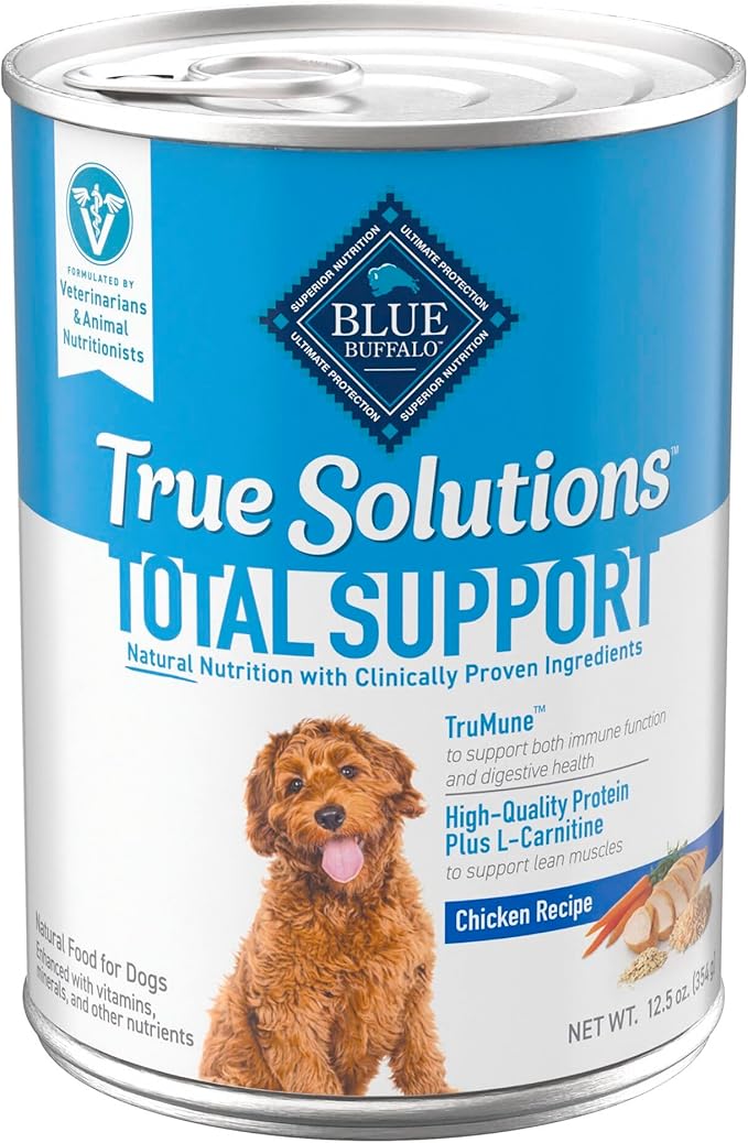 Blue Buffalo True Solutions Total Support Wet Dog Food for Adult Dogs, Made with Natural Ingredients, Chicken, 12.5-oz. Cans (12 Count)