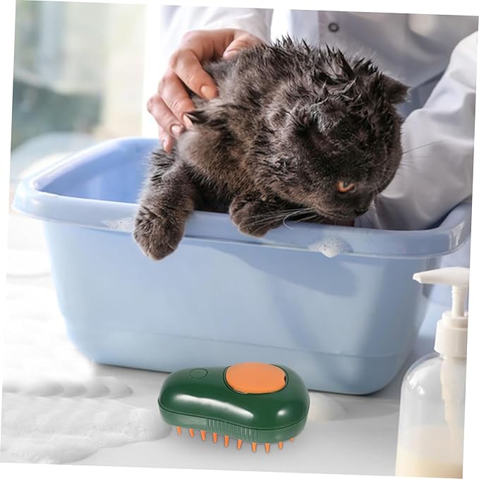 Toyvian Cat Steam Brush Electric Grooming Tool for Bathing Massaging Cleaning Gentle Spa Experience for Cats Avocado Spray Brush for Indoor Cats