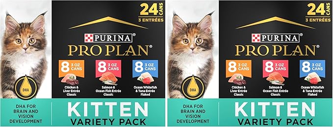 Purina Pro Plan High Protein Wet Kitten Food Variety Pack, Development Kitten Favorites - 3 oz. Cans,(Pack of 48)