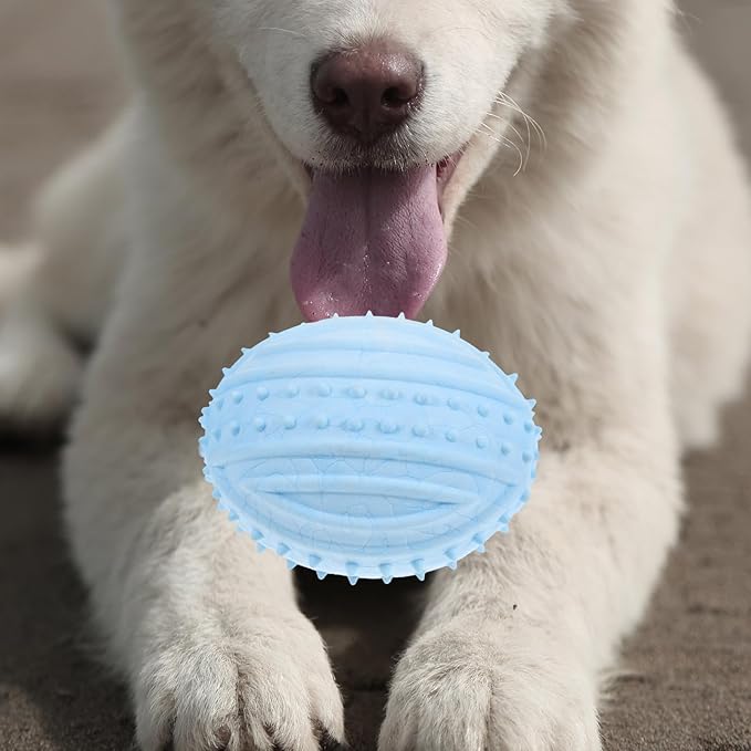 Amosfun Small Dog Squeaky Rubber Ball Chew Interactive Blue Ball for Puppies Pet Supplies