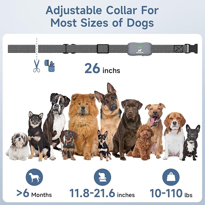 Dog Training Collar for 2 Dogs, Shock Collar with Remote 3/4 Mile, IPX7 Waterproof,3 Modes (Beep, Vibration, Shock),Security Lock,3 Safe Training Modes,LED Light，NO Electronic Fence Function-Gray
