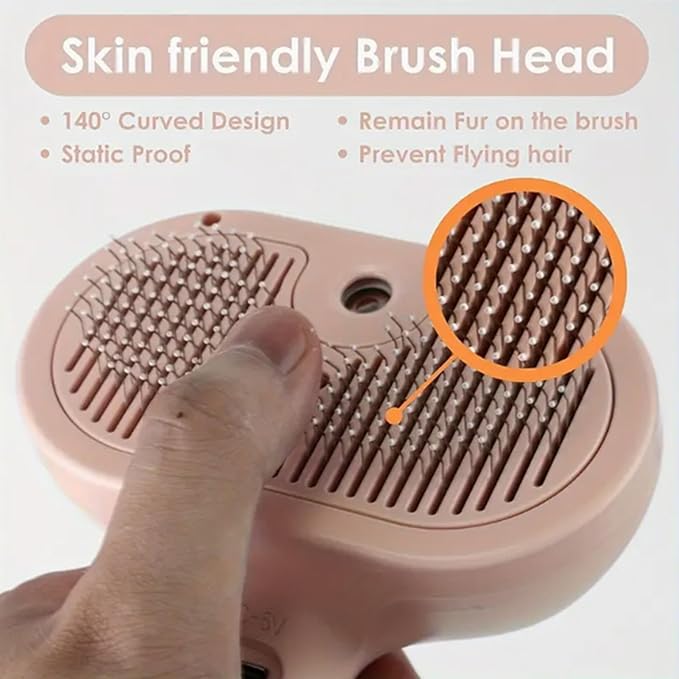 Pet Steam Brush - Ergonomic Deshedding Comb, Large Capacity Misting Hair Removal Steamer | Cat and Dog Grooming Tool with Self-Cleaning Feature, Massage Brush for Home, Shower, and Travel Use