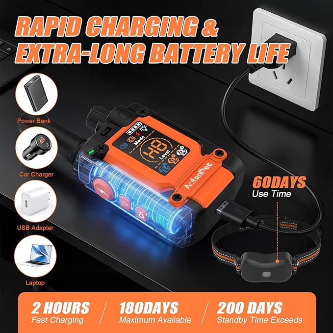 2026 Updated Shock Collar for Dogs with Remote 4500ft, Bark & Training Collar for Large Dogs, Rechargeable Waterproof Electric Collar with 4 Modes Vibration Beep Static Stimulation LED Light
