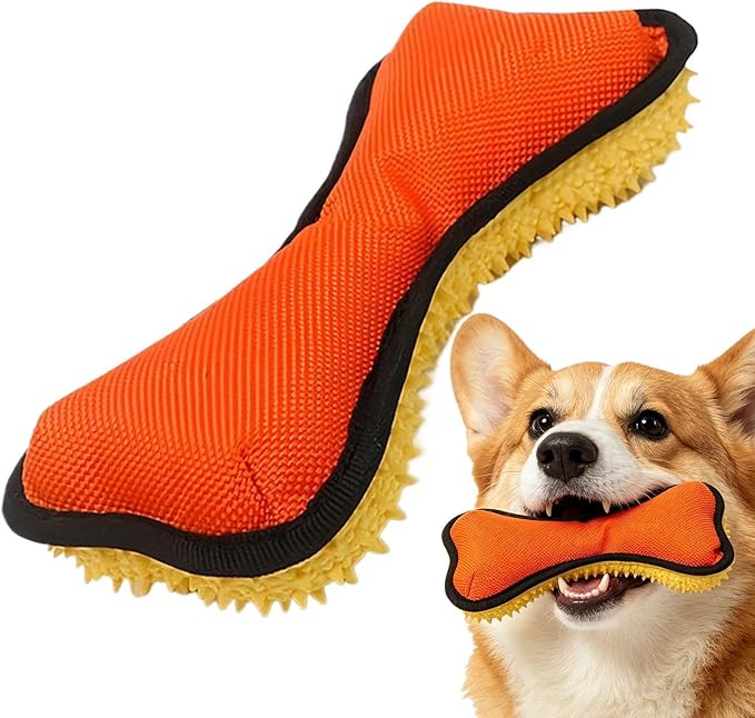Dog Chew Bone - Dog Toys for Aggressive Chewers | Portable Design Squeaky Pet Supplies for Puppies Large Medium Small Breeds Indoor Outdoor Boredom Birthday Stocking Stuffer