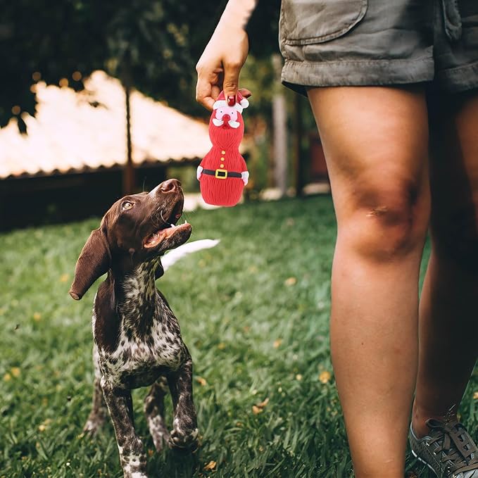 Uonlytech Christmas Latex Squeaky Dog Interactive Chewing Red Santa Snowman for Puppies and Dogs Holiday Play Pet Supplies