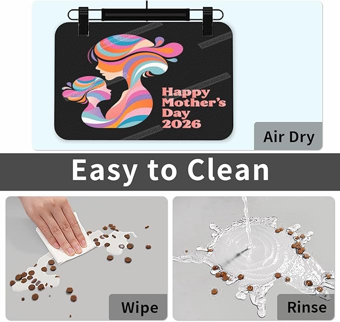 Non Slip Mat for Dog Pet Cat Dog Food Mats Happy Mother's Day 2026 Floral Gift for Mom Mum Water Bowl Mat Quick Dry Absorbent Cat Feeding Mats 24x16In