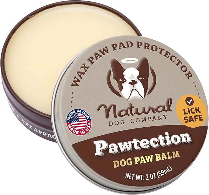 Natural Dog Company PawTection Balm for Dogs – Winter Paw Protection from Snow, Ice & Salt, Wax-Based Paw Barrier Balm, All Breeds for Cold Weather Walks & Outdoor Adventures, Lick-Safe, 2 oz Tin