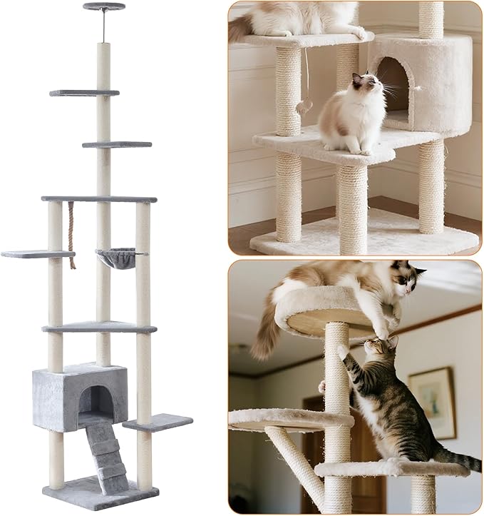 4 Pack Cat Scratching Post Replacement, 15.7 x 3.1 Inch Sisal Poles with M8 Screws, Refill Parts for Indoor Cat Towers and Furniture Repair-White