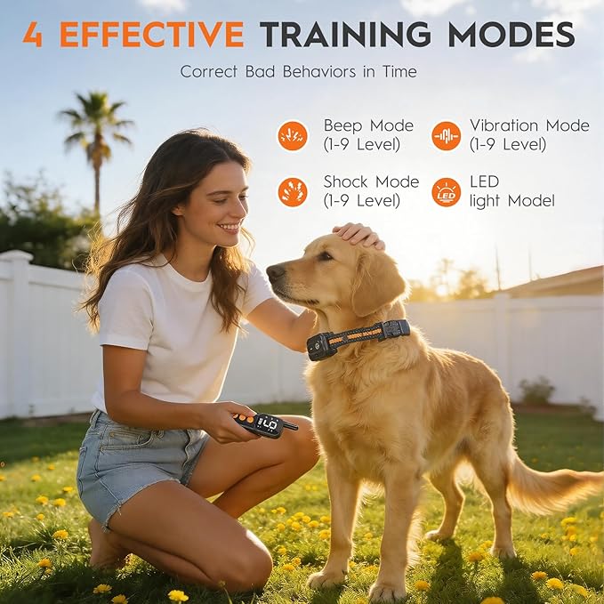 Dog Shock Collar with Remote 3300FT for 3 Dogs, IPX7 Waterproof Rechargeable Training Collar with Beep, Vibration & Safety Shock, Shock Collar for Large Dogs, Small Dogs, Medium Dogs (10-120 lbs)