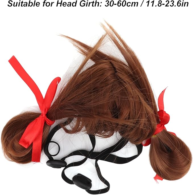 Dog Wig Funny Cosplay Toy for Pet Halloween Party Festival, Adjustable Band for Head Girth 30-60cm, Nylon Fiber Material for Comfort, Pet Supplies