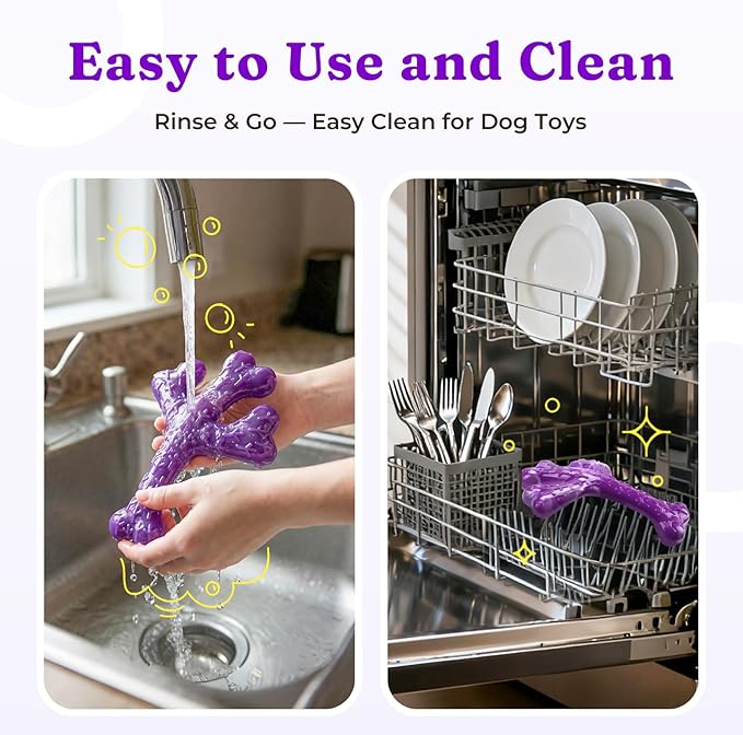 2 Pack Dog Chew Toys for Aggressive Chewers: Indestructible Tough Dog Toys for Large Dogs, Durable Nylon Chew Toys to Keep Dogs Busy, Beef Flavor, Dog Toys for Medium/Large Breed (20-90Lbs)