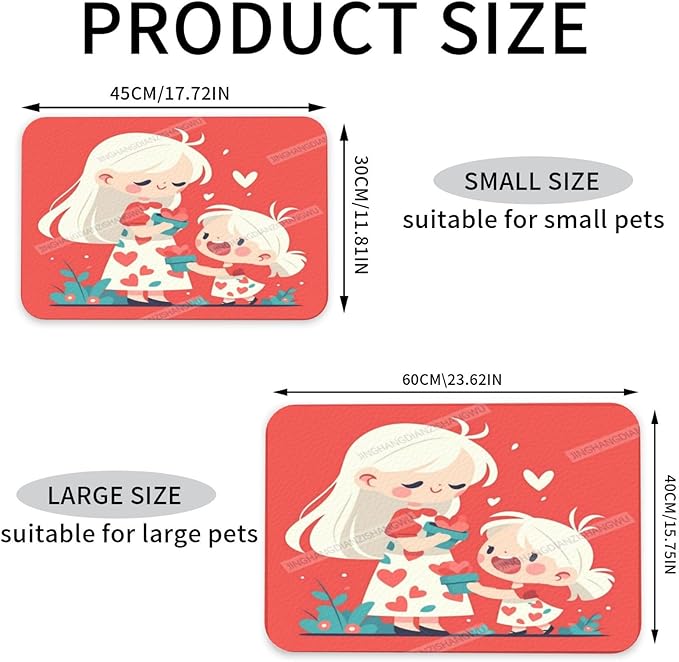 Pet Feeding Mat for Dogs Cats Happy Mother's Day Floral for Mom Cw Absorbent Dog Food Mat Non-Slip Waterproof Placemat Quick Dry Pet Supplies Bowl Mats