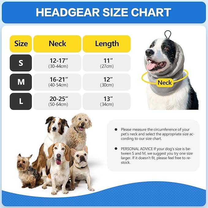 Dog Nets - Adjustable Elastic Comfortable Non Slip | Pet Supplies with Dog Ear Wrap for Puppies Small Medium Large Breeds Indoor