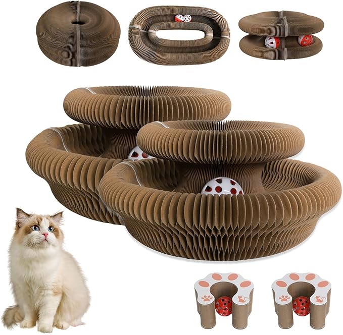 2PCS Kitlty Cat Toys Kurliz Cat Scratcher Magic Organ Cat Scratcher, Infinity Scratching Board Reversible Interactive Cardboard Kitten Pads for Bored Indoor Cats-Cat Interactive Toys