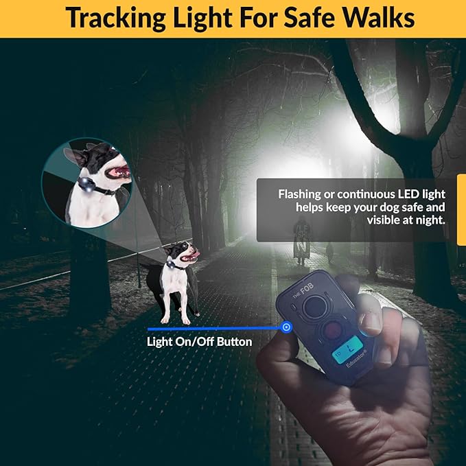 Educator FOB 300 Yard Dog Training Collar with Remote, Humane Stimulation, Pavlovian Tone, Waterproof, Odorproof Biothane Collar, Night Light, Rechargeable, 2 Dog, Black