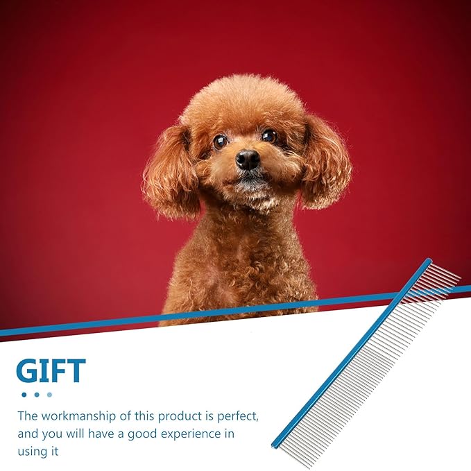 Portable Pet Hair Comb for Dogs and Cats, Wear-resistant Aluminum Dematting Comb with Fine Teeth, Lightweight Blue Grooming Tool for Detangling and Fur Removal at Home