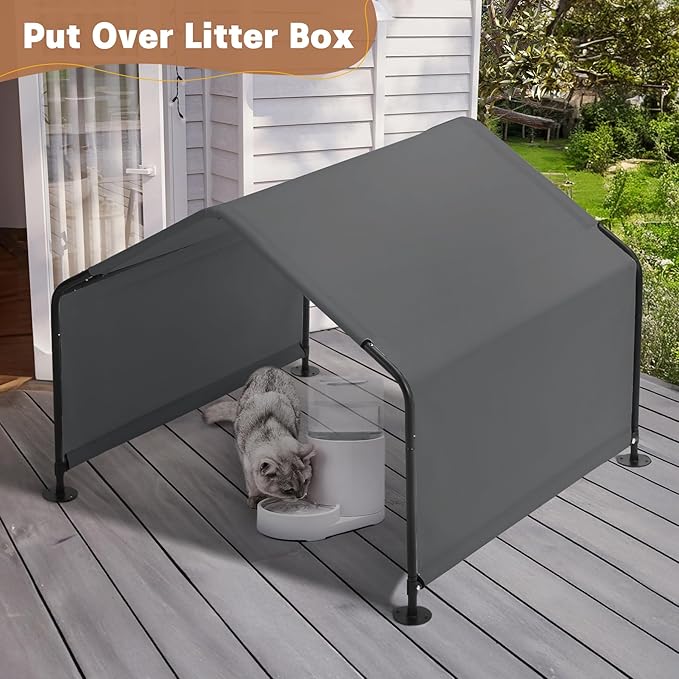 Dog Shade Shelter Outdoor 4'x4'x3' Tent for Large Medium Dogs, Outside Sun Rain Canopy Pet House for Livestock Pigs Cats with Waterproof Roof Ground Nails,Dark Gray