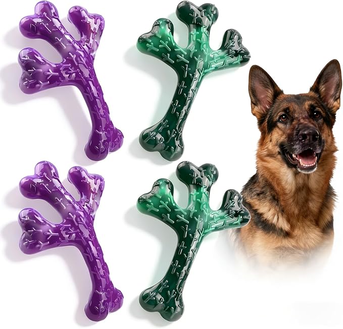 Dog Chew Toys for Aggressive Chewers: Dog Chew Toys 4 Pack Beef Flavored Indestructible Toy for 20-70 lbs Medium and Large Dogs, Tough Nylon Chew Bone & Easy to Clean, Keeps Dogs Busy