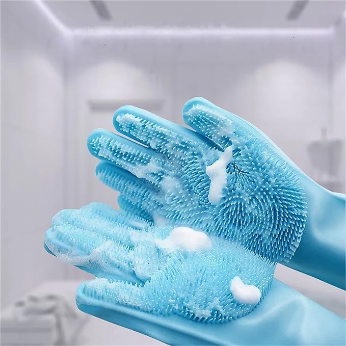 Pet Grooming Gloves for Dogs and Cats - Silicone Bathing Scrubber & Hair Removal Glove for Easy Cleaning(Purple)