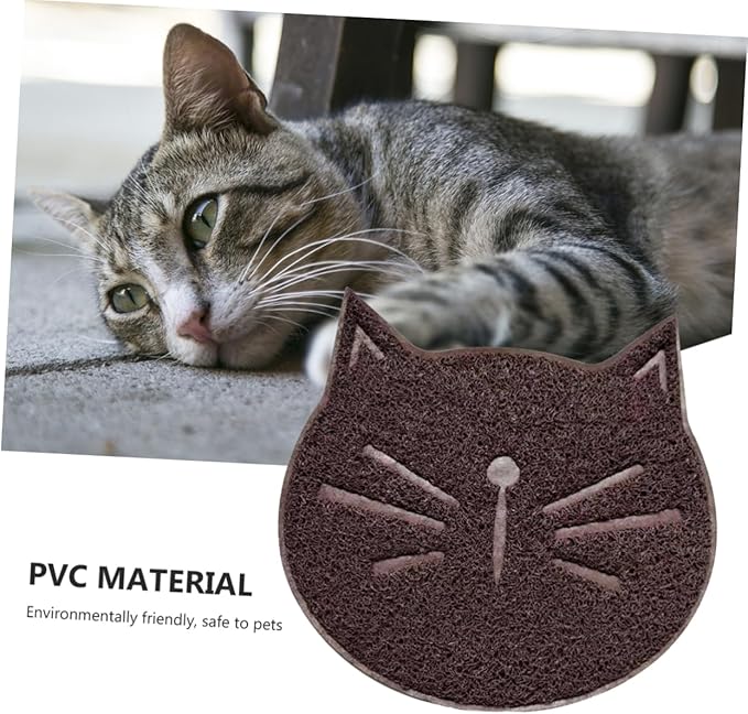 IMIKEYA 1pc Cat Litter Mat Non- Grinding Cushion Cat Pattern and Gentle Material Splash Design for Easy Cleaning Brown