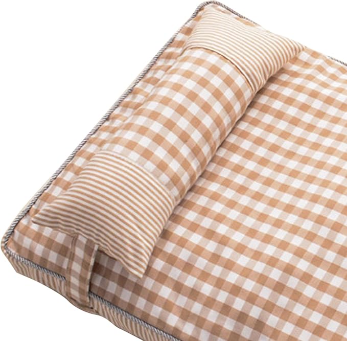 Dog Sofa Bed, Removable Washable Cover, 4 Season Universal, Soft Plush Plaid Cat Bed, Comfortable Pet Supplies (M)