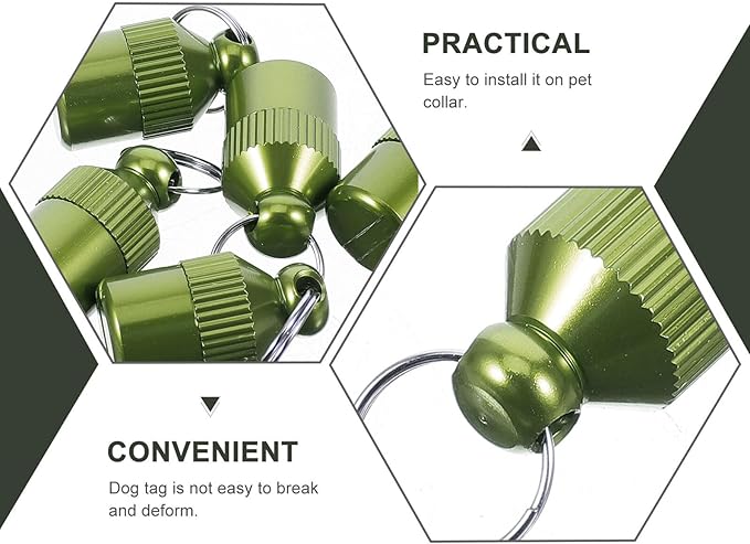 HOMSFOU 5pcs Aluminum Alloy Dog Id Tags Hanging Pet Name Address Collar Tags Anti-Lost Sturdy Green for Puppy and Dog Supplies