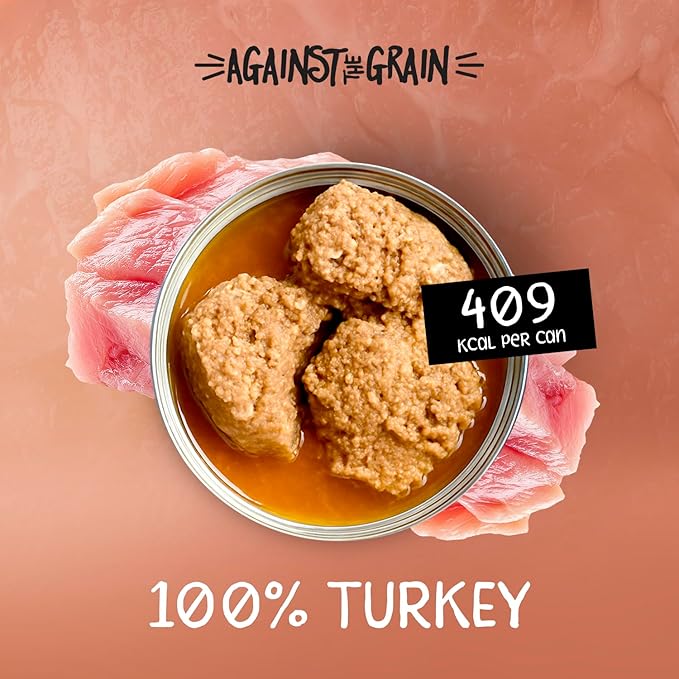 Evanger's Against The Grain Nothing Else! 100% Turkey Dog Food – 12 Count, 11 oz Each – Single-Ingredient Meatball Texture in Natural Broth – Wet Dog Food – Grain & Gluten Free