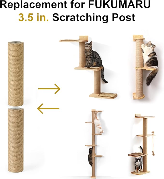 FUKUMARU 2 Pack Scratching Post Replacement, 3.5 X 14.5 Inch Natural Jute Rope Scratching Post Refill with M8 Screws