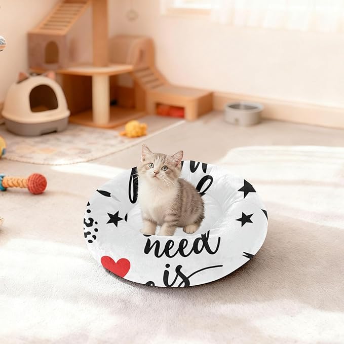 Pet Cat Beds Calming Anti Anxiety fluffier Puppy Beds for Medium Size Pets Supplies Simple Decor Pattern