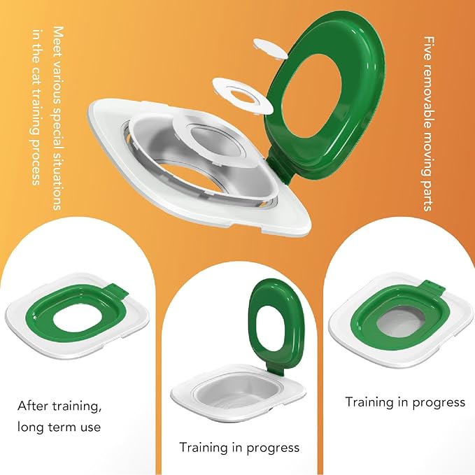 Cat Toilet Training Kit, Detachable Design for Easy Cleaning Reusable Removable Pet Toilet Trainer Seat Universal Reusable Environmentally Friendly Cat Toilets Trainer for Pet (Green)