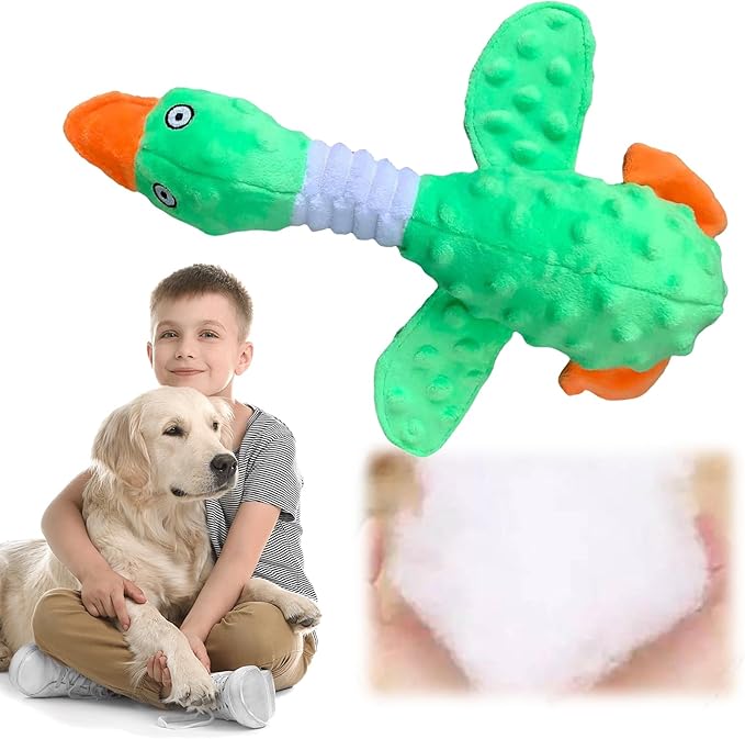 Goose Dog Toy Soft Stuffed Animal Plush Dog Puppy Chew Toys to Keep Them Busy Pet Supplies for Chewers Small Medium and Large Breeds (Green)