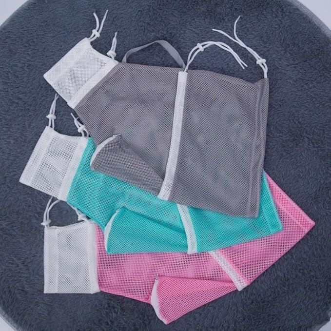 Multifunctional Cat Mesh Bathing Bag, Anti-Bite and Anti-Scratch with Zipper and Drawstrings, Adjustable Breathable Polyester Mesh Restraint for Bathing, Nail Trimming (Green+Pink)