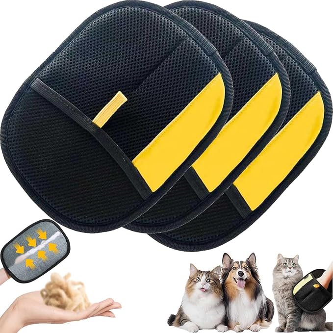 Pet Hair Removal Glove for Cats & Dogs, The Magic Brush Pet Hair Remover, Reusable Electrostatic Pet Hair Remover Glove, Bye Bye Pet Hair Drama, for Laundry, Couch, Carpet, Car Seat(3set)