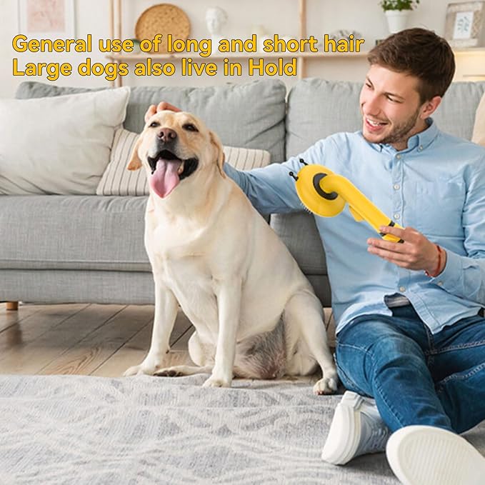 Bee Cat Brush, Pets Skin Friendly Grooming Brushes for Shedding Dogs Cats Hair Easy to Remove Loose Undercoat with Long or Short Hairs Pet Massage Tool All Hair Type (Yellow)