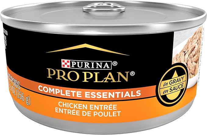 Purina Pro Plan Complete Essentials High Protein Cat Food Gravy,Wet Cat Food Chicken Entree - 5.5 oz. Cans,(Pack of 48)
