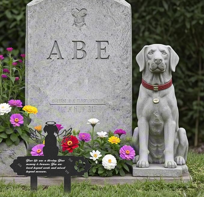 Grave Markers for Cemetery for Dog, Weatherproof Metal Pet Memorial Stake, Garden Cemetery Decoration, Waterproof Pets Grave Marker Memorial Plaques for Outdoors Yard Patio