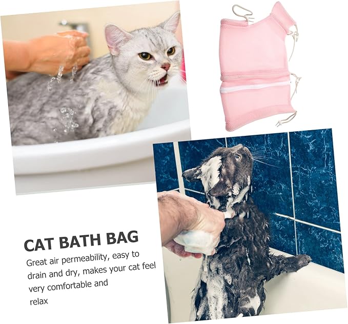 BESPORTBLE Cat Bathing Bag Adjustable Breathable Mesh Cat Grooming Bag for Nail Trimming Easy to Use and Lightweight and Kittens