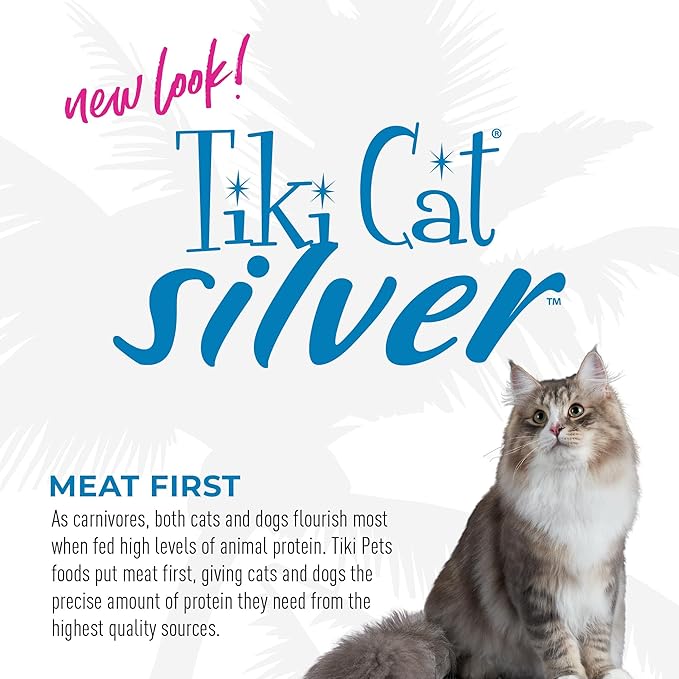 TIki Cat Silver Mousse, With Chicken & Pumpkin In Broth, Silky Smooth Nutrient Rich Formulated for Older Cats Aged 11+, 2.9 oz. Pouch (12 Count)