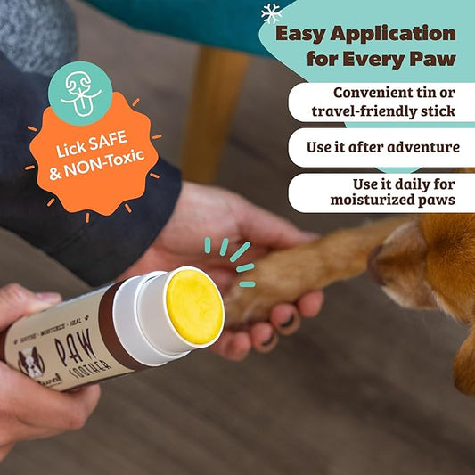 Natural Dog Company Paw Soother Balm & Wax - Dog Paw Balm & Moisturizer for Dry, Cracked Paw Pads, Helps Moisturize & Condition Winter-Worn Paws, Coconut Oil & Calendula, Daily Paw Care, 2 oz Stick