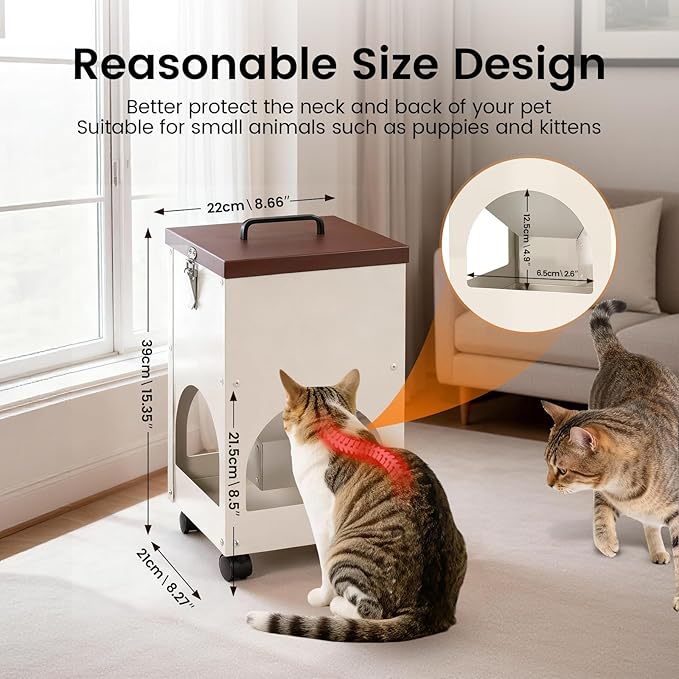 Automatic Cat Feeder for 4 Cats 5L Auto Cat Food Dispenser with Wheels for Puppies and Kittens, Multiple Cats Feeder Outdoor Large Capacity Galvanized Steel Gravity Pet Feeding Station